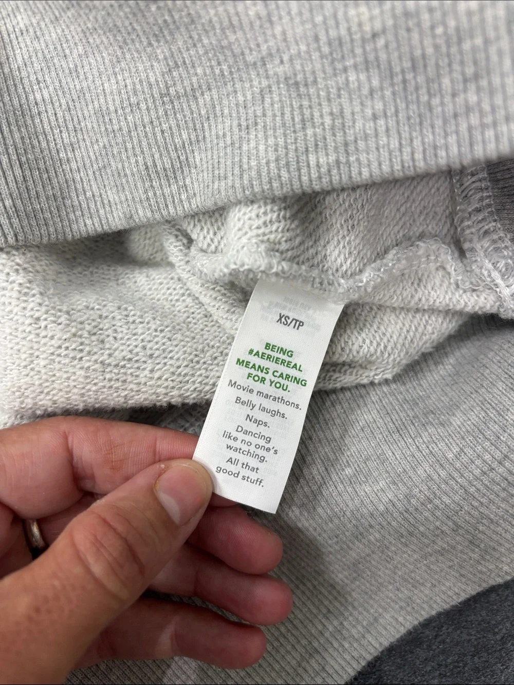 aerie Light Gray Jeweled neck croppe Hoodie